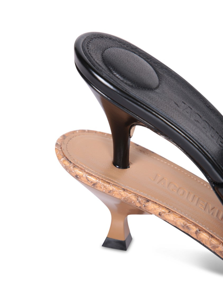 Jacquemus Black Leather Open-Toe Mules