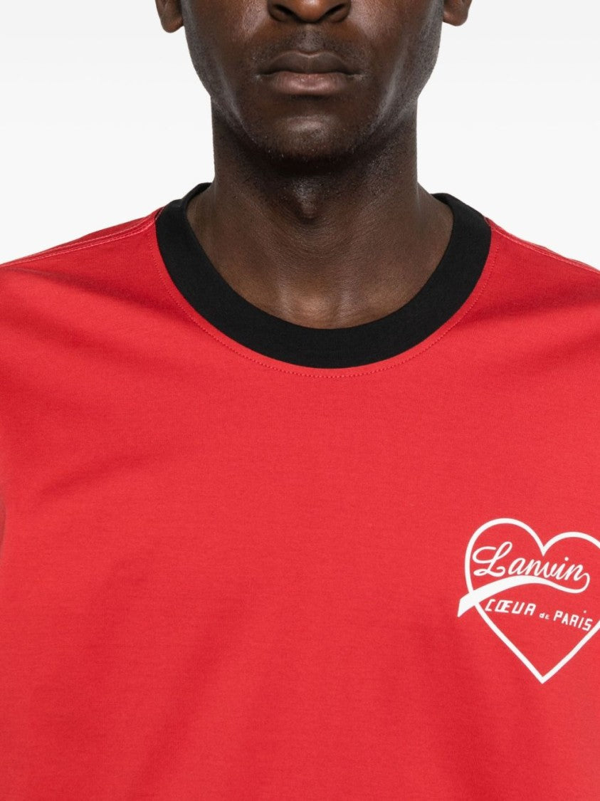 Lanvin Red Heart Logo White Panel T-Shirt