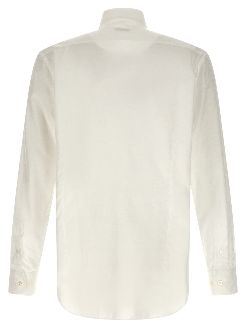 Etro Paisley Jacquard Cotton Shirt With Tone-On-Tone Logo