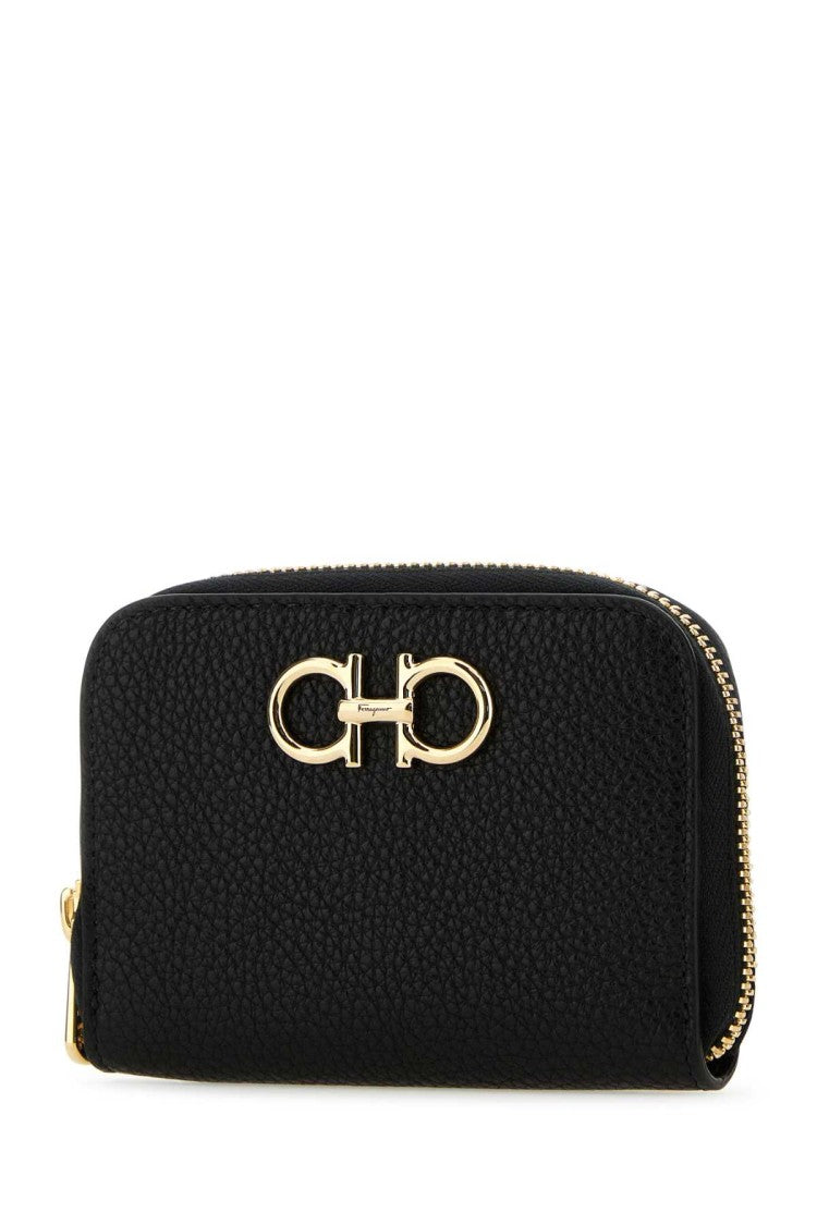Salvatore Ferragamo Black Leather Coin Case