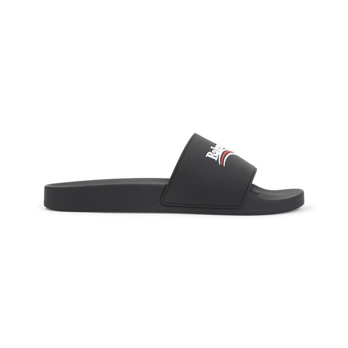 Balenciaga Black Rubber Pool Political Logo Slide