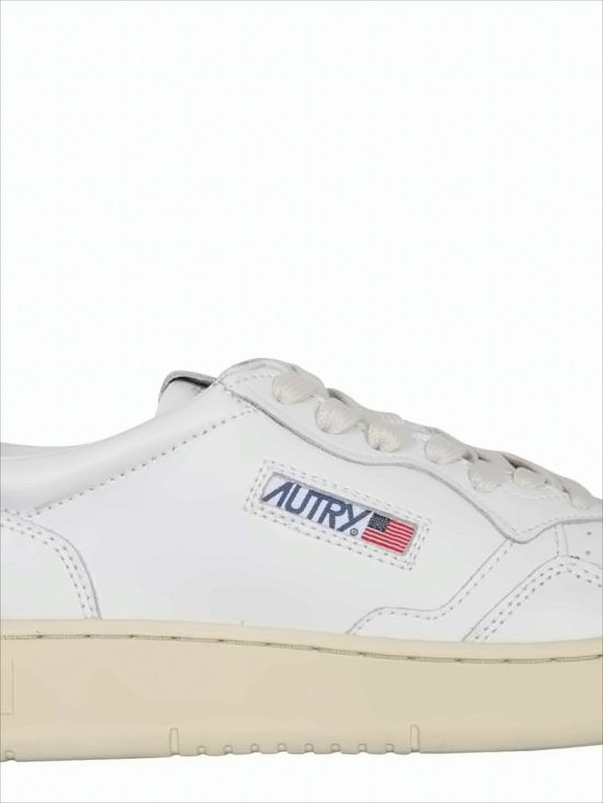 Autry Clean White Leather Low-Top Sneakers With Perforated Detail