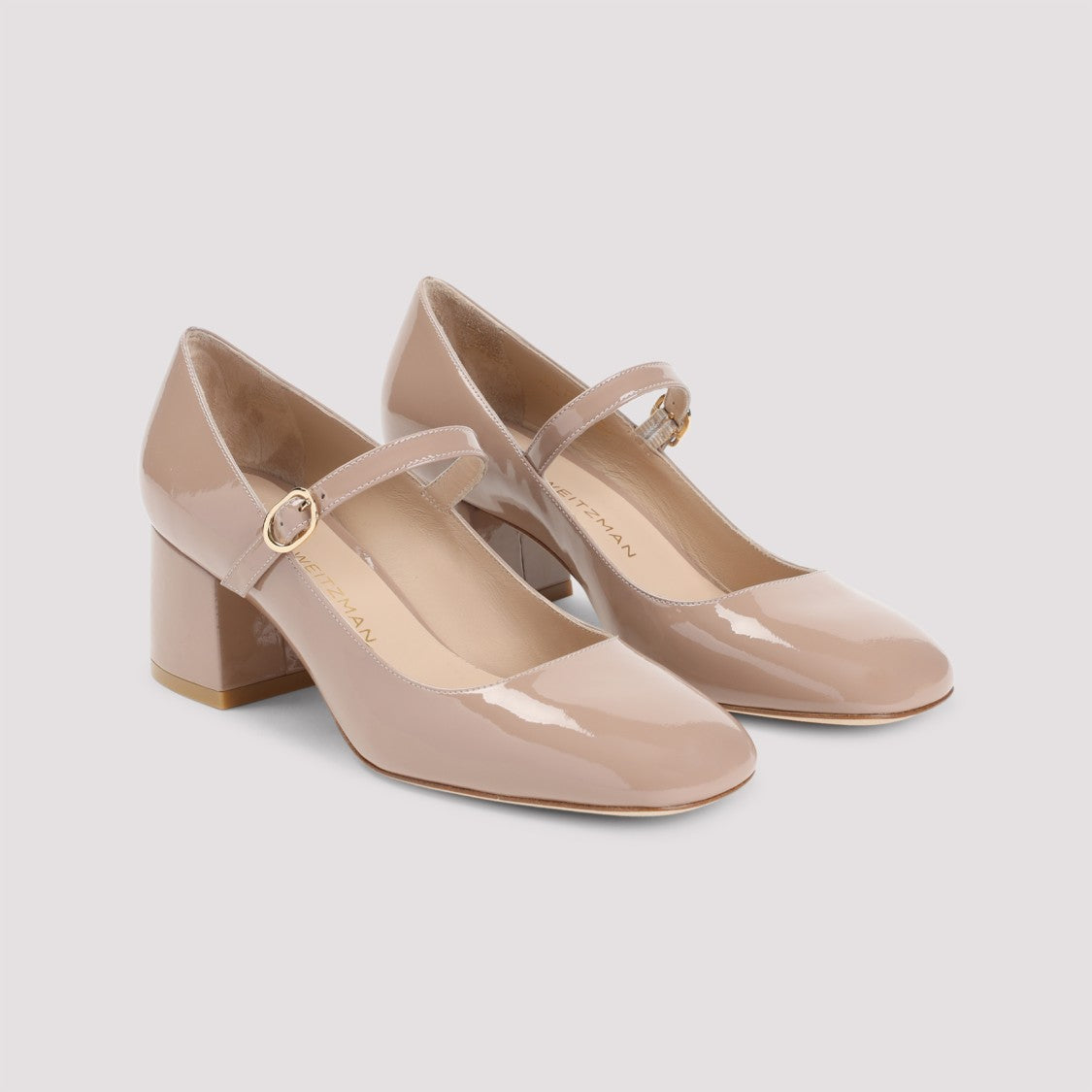 Stuart Weitzman Mj 60 Light Brown Patent Leather Pumps