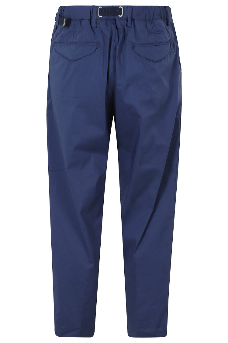 White Sand Blue Double Darts Paper Touch Cotton-Blend Tapered Pants