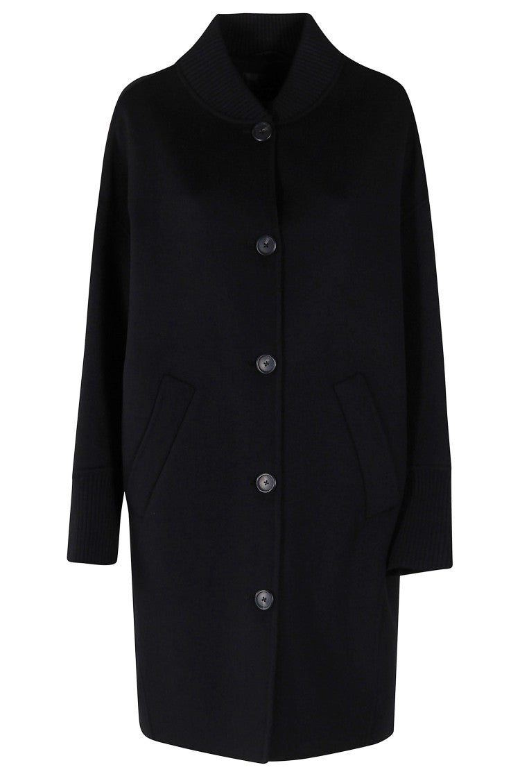 Pinko Minimalist Wool Coat With Korean Collar