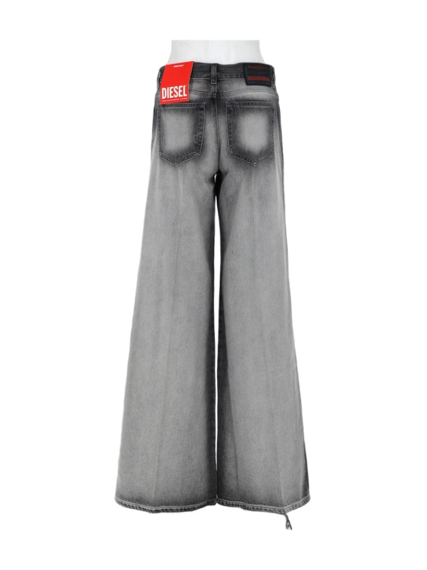 Diesel Faded Grey Wide-Leg Flare Jeans