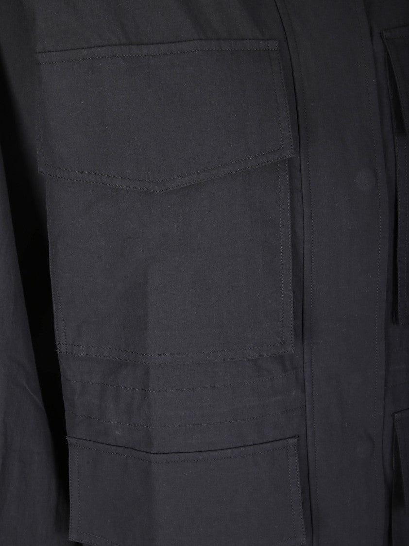 Studio Nicholson Military-Inspired Black Multi-Pocket Jacket With High Collar
