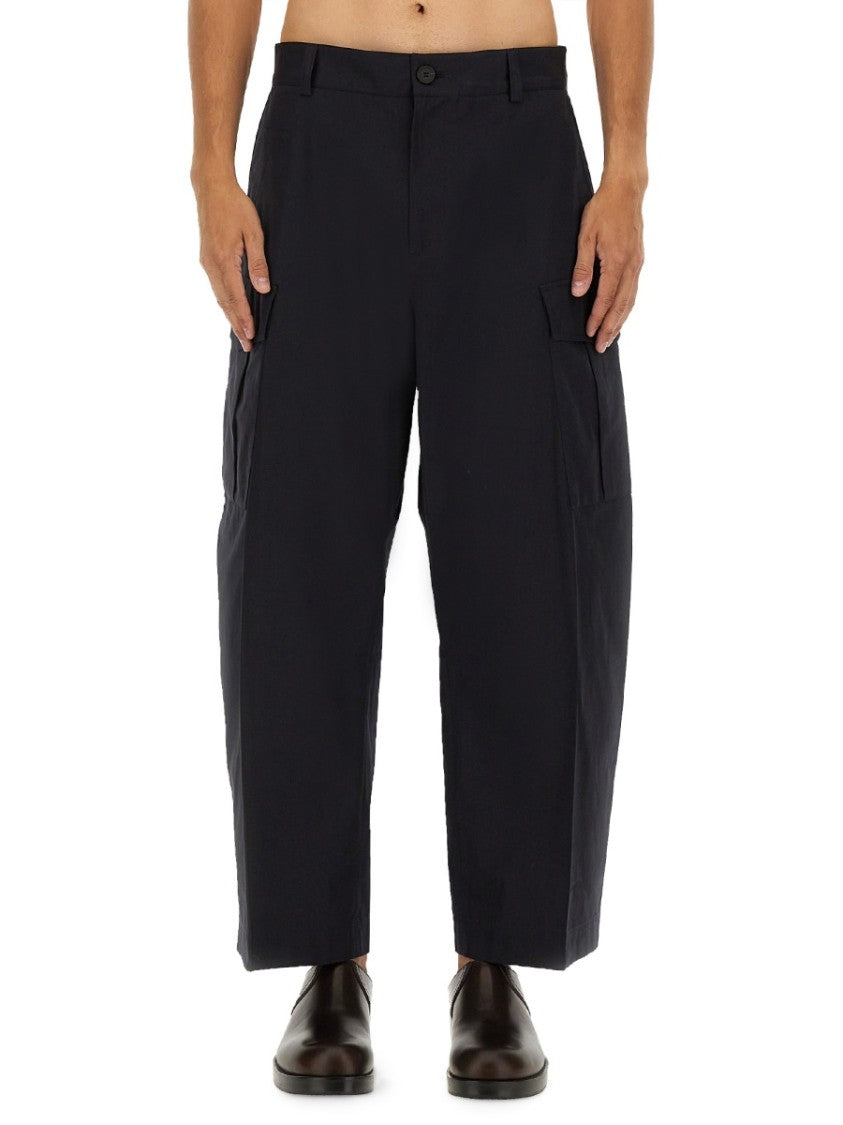 Studio Nicholson Black Cotton Cargo Pants With Relaxed Fit
