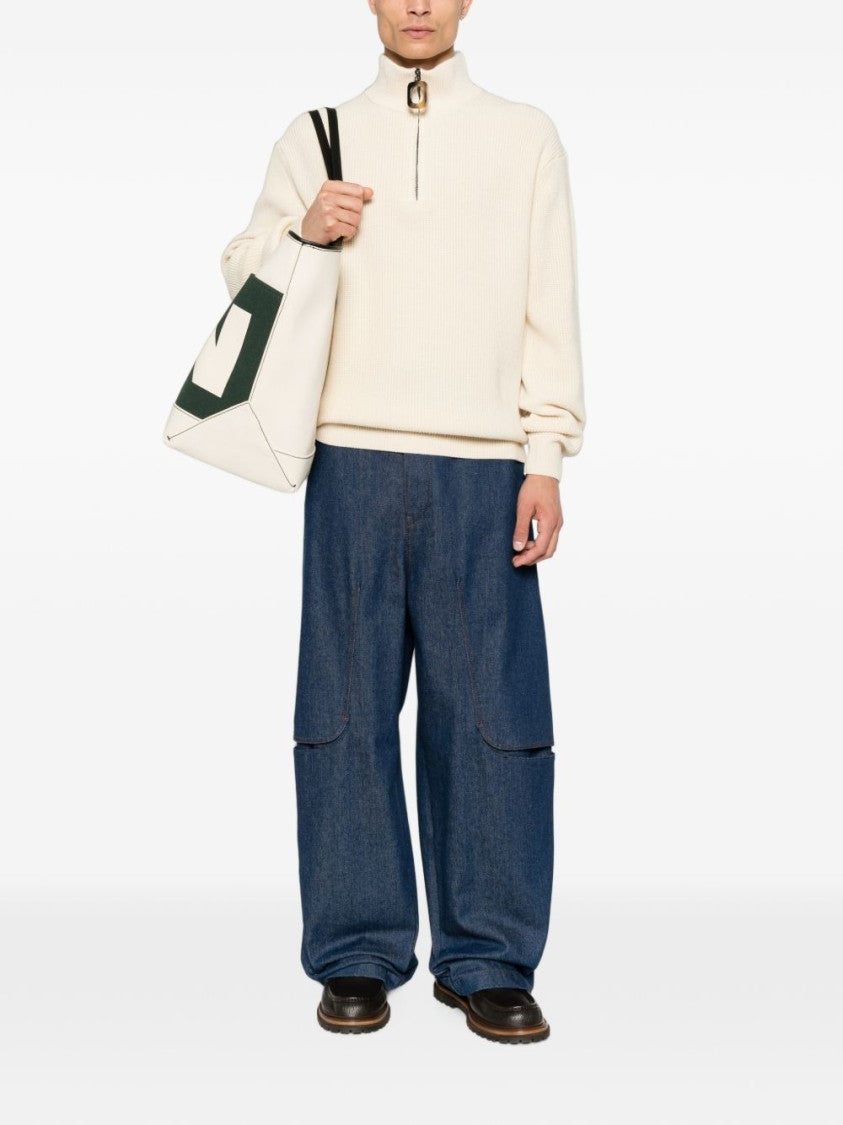 J. W. Anderson Half-Zip Ribbed Knit Sweater