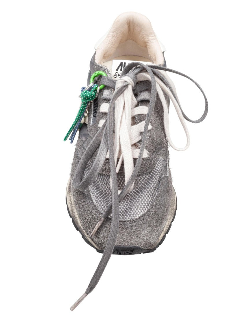 Autry Reelwind Super Vintage Nylon And Suede Sneakers In Black And White