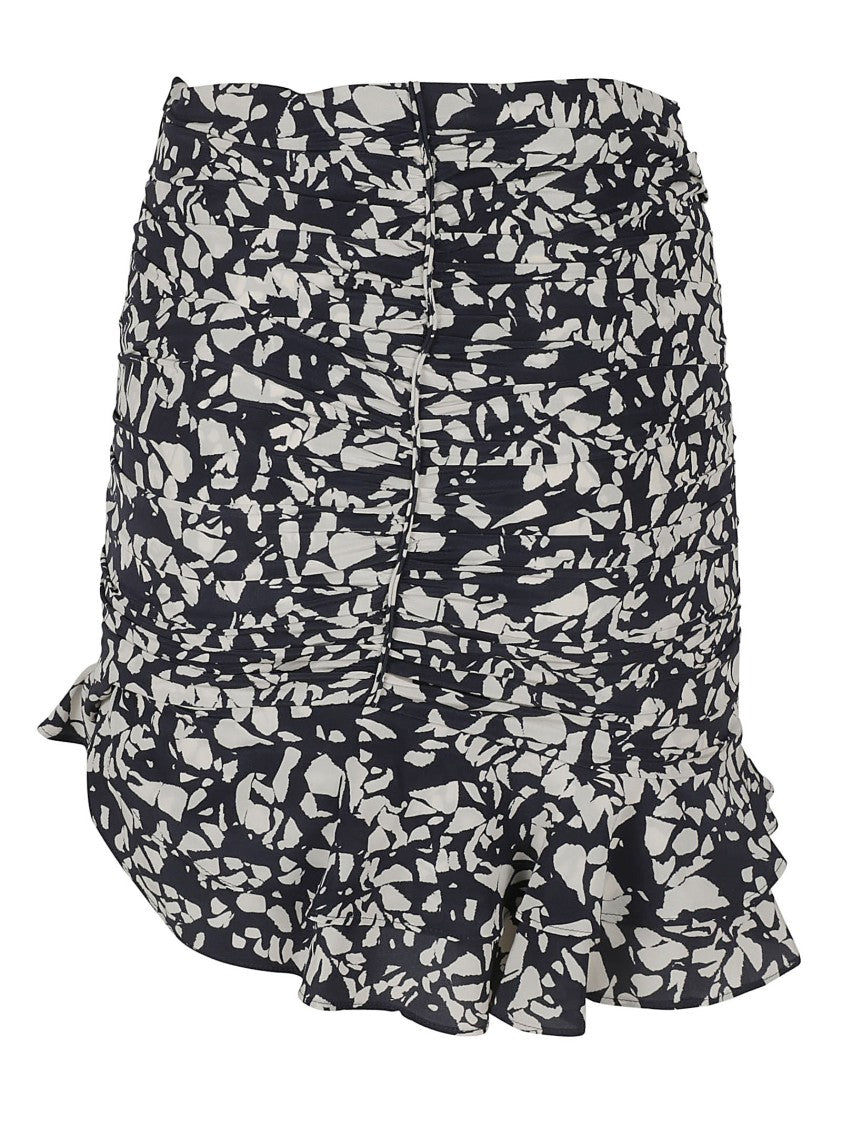 Isabel Marant Ruched Black Skirt With Ruffled Hem