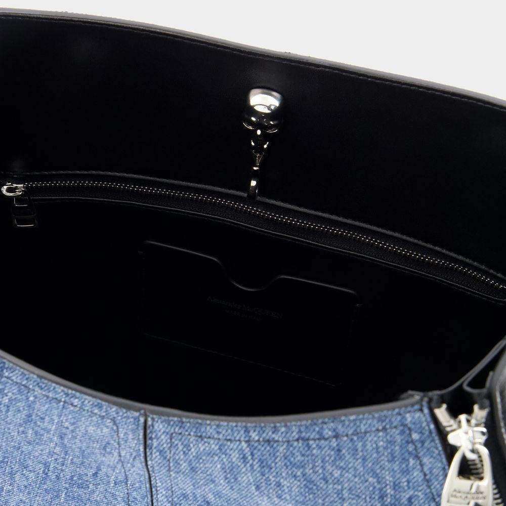 Alexander Mcqueen The Skull Hobo Bag - Denim - Blue