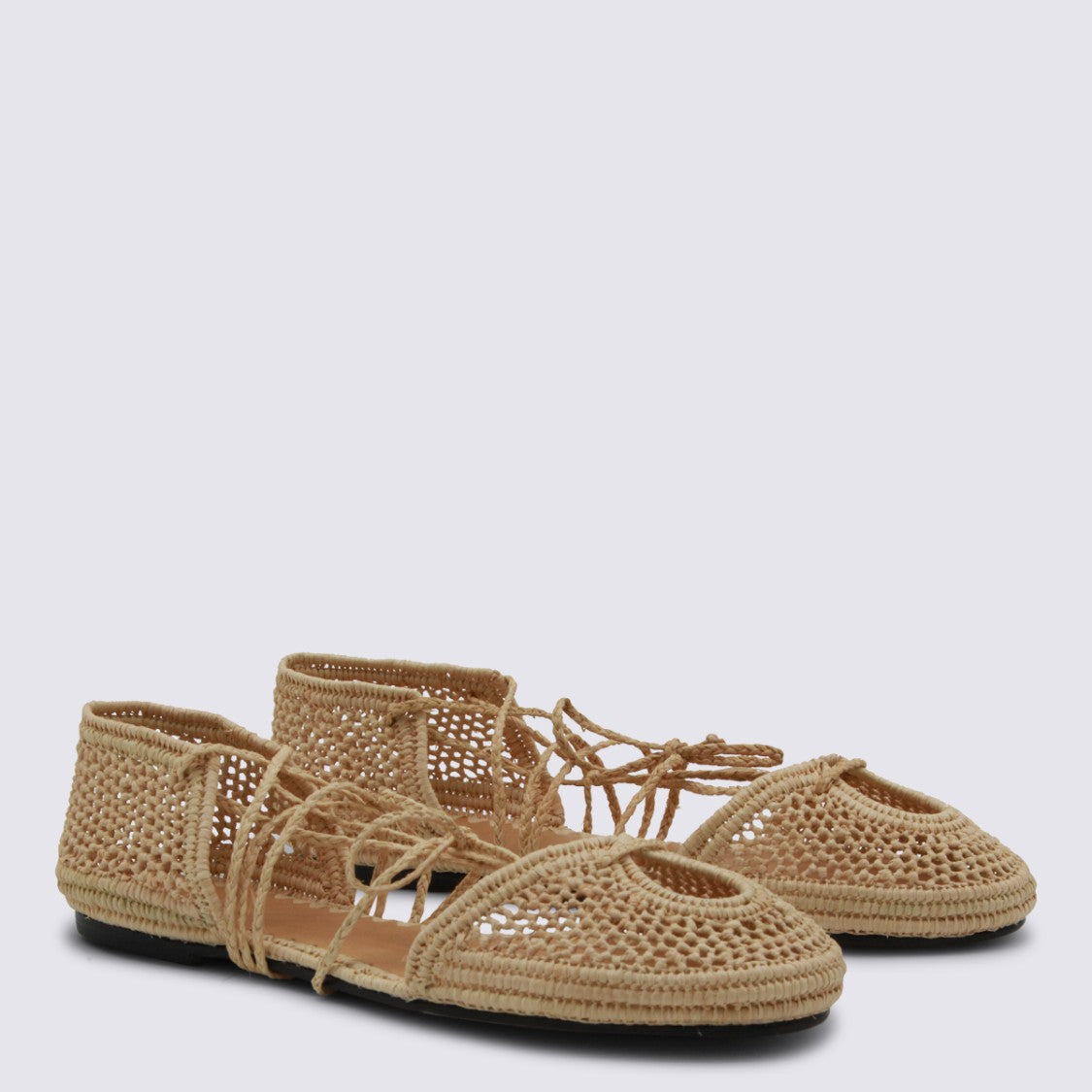 Odissi Woven Crochet Flat Shoes With Ankle Wrap Detail