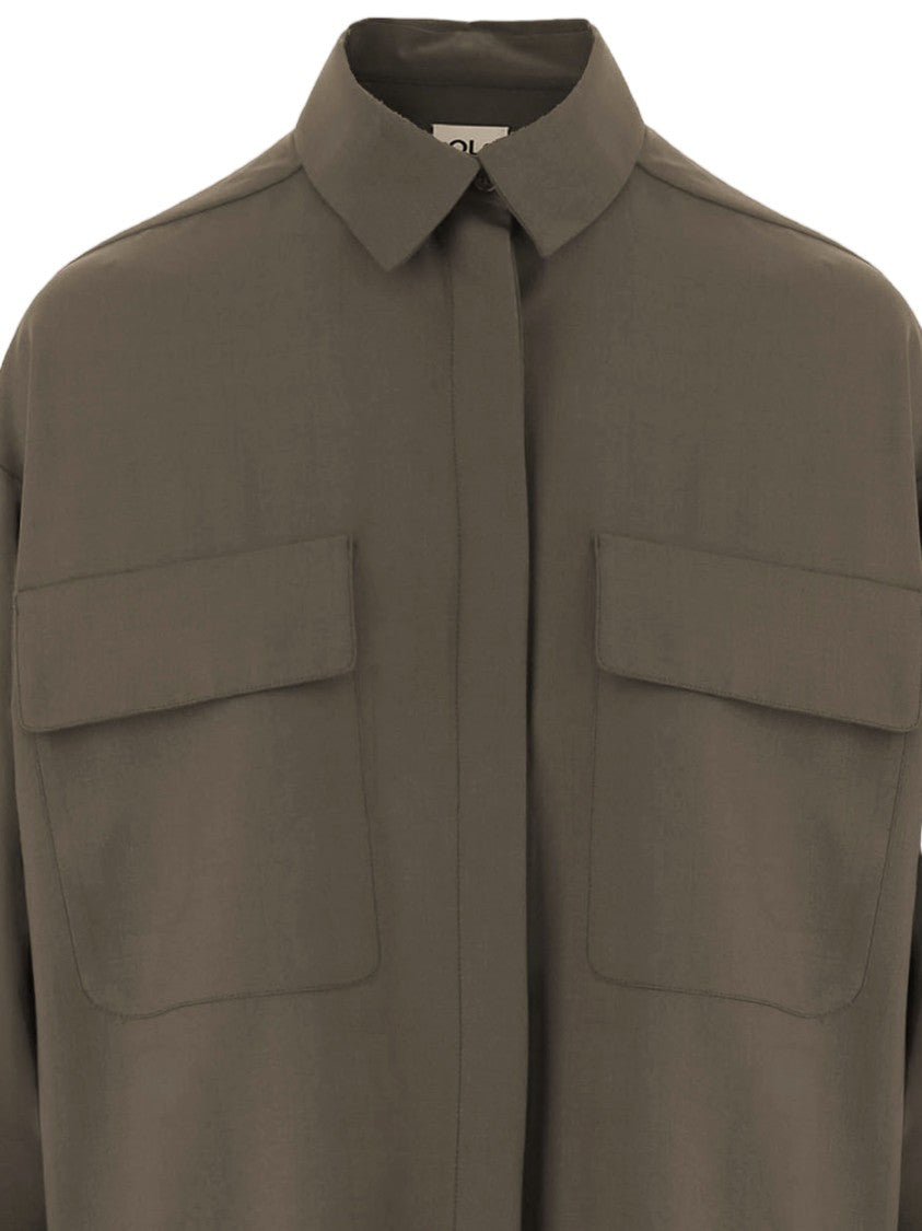 Ql2 Stretch Wool-Blend Shirt With Hidden Button Closure