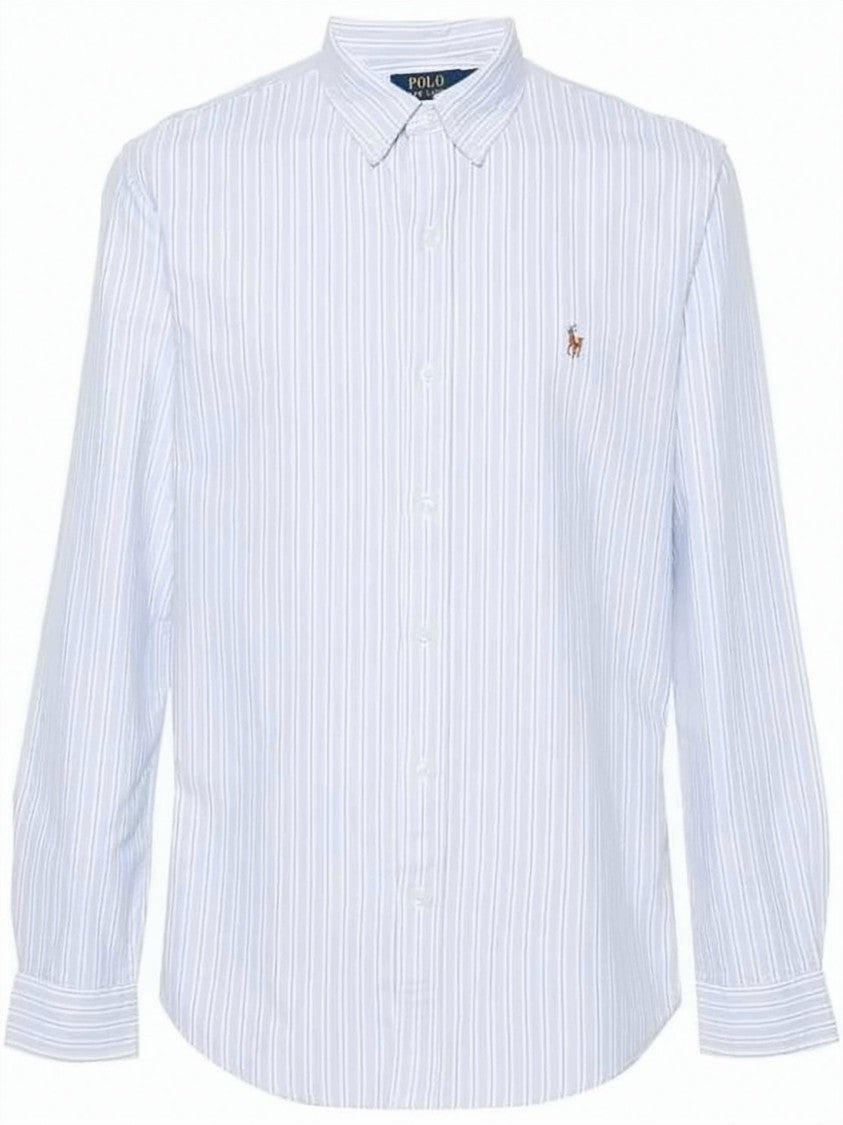 Polo Ralph Lauren Long-Sleeve Button-Up Shirt With Vertical Stripes And Embroidered Logo