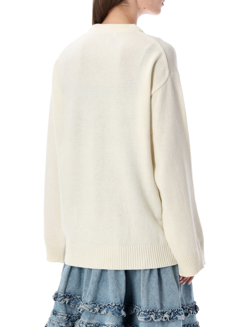 Ganni Relaxed Fit Knit Sweater With Playful Strawberry Graphic
