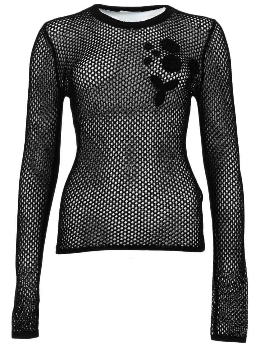 Ganni Slim Fit Organic Cotton Mesh Top
