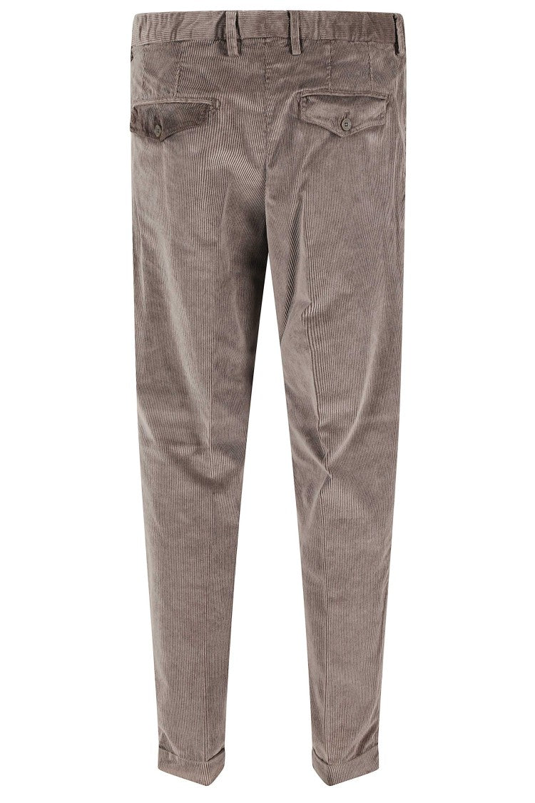 Myths Chino Brown Corduroy Trousers With Pleats