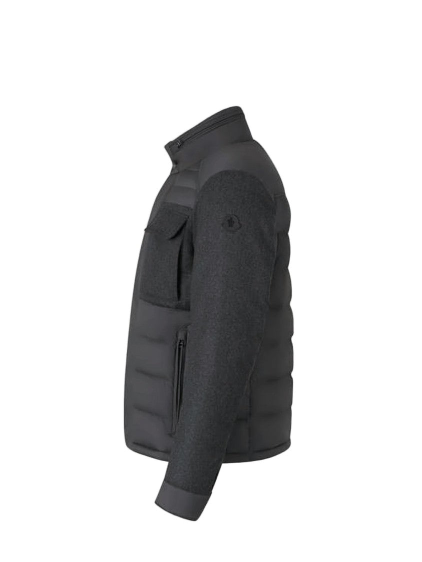 Moncler Quilted Down Jacket With Textured Sleeves