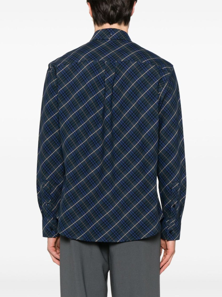 Burberry Classic Plaid Long-Sleeved Shirt In Blue