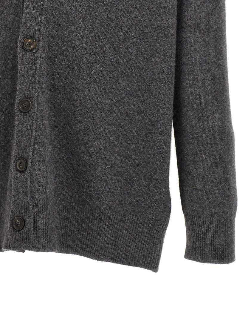 Maison Margiela Used-Effect Wool Cardigan With Deep V-Neck And Button Closure