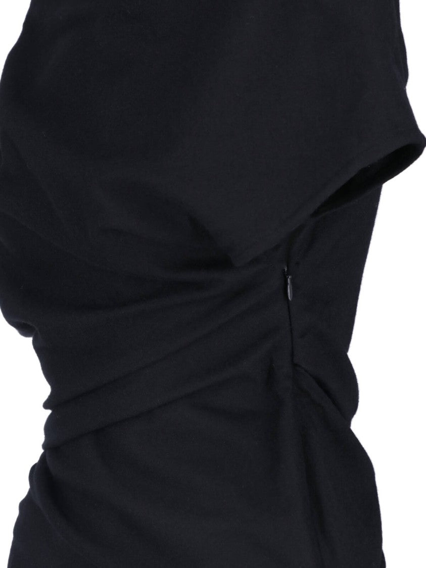 Entire Studios Black Asymmetrical Draped Draped Top