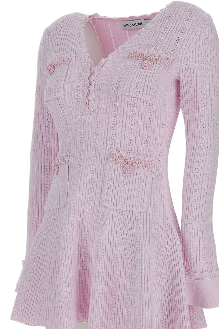 Self-Portrait Flared Knit Mini Dress
