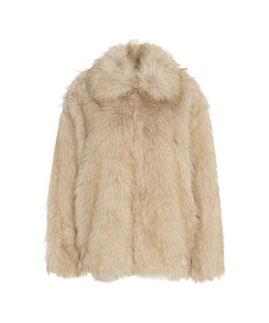 Liu Jo Beige Faux Fur Coat