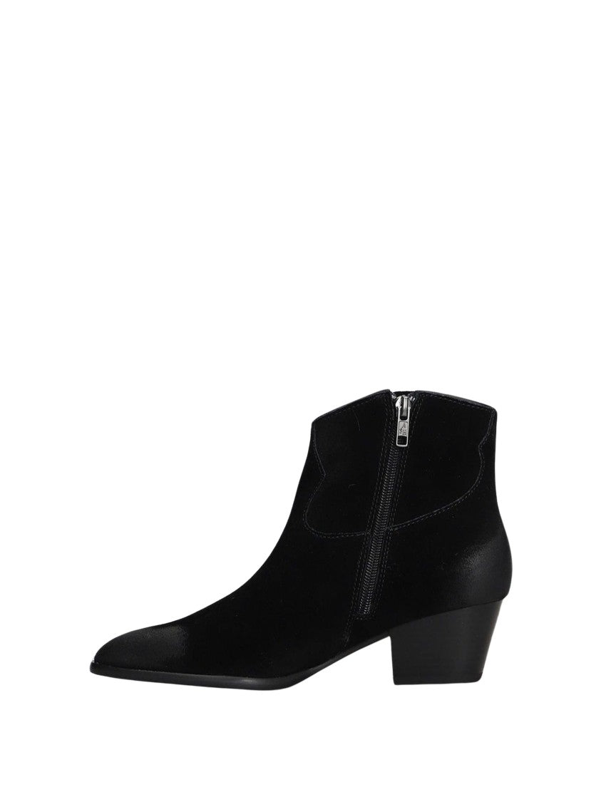 Ash Fame Pointed Toe Low Block Heel Leather Boots