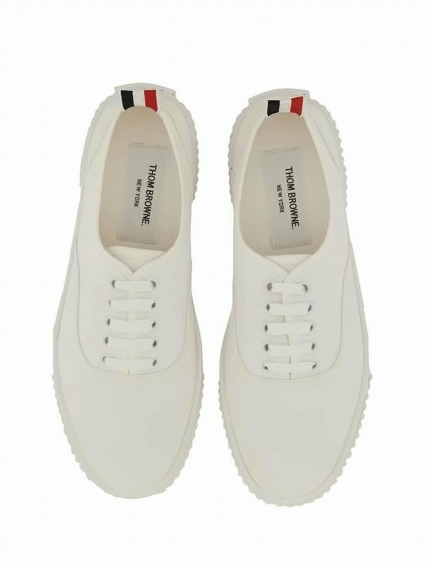 Thom Browne Low-Top Canvas Sneakers With Minimalist Design And Tricolor Pull Tab