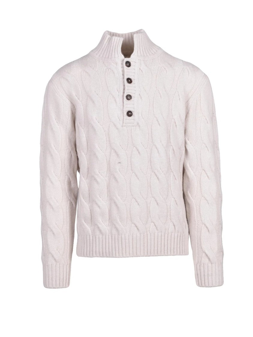 Eleventy Textured Cable Knit Sweater With Ribbed Details