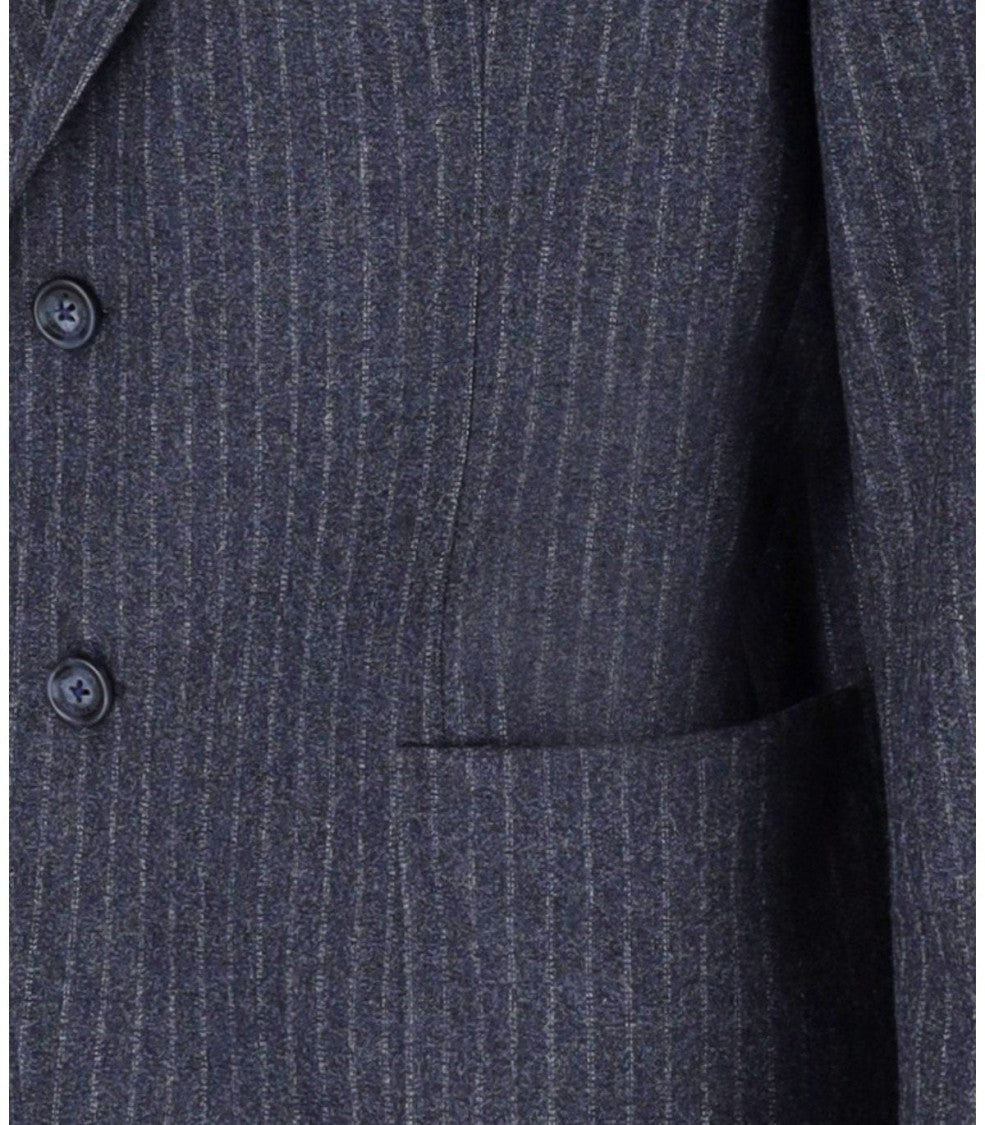 Manuel Ritz Blue Pinstripe Single-Breasted Jacket