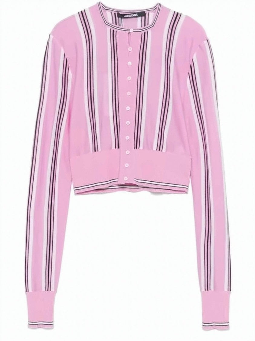 Jacquemus Vertical Striped Cropped Cardigan With Button-Down Front
