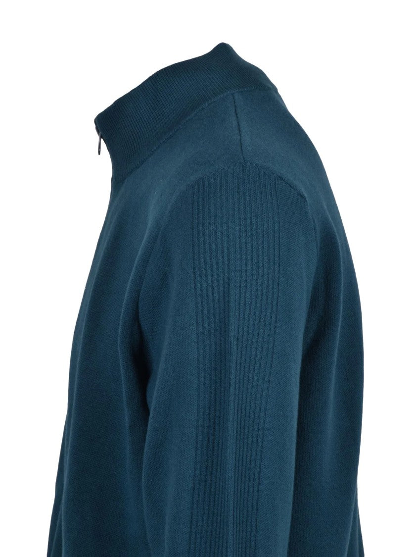 Blauer Blue Cotton-Blend Zip Cardigan