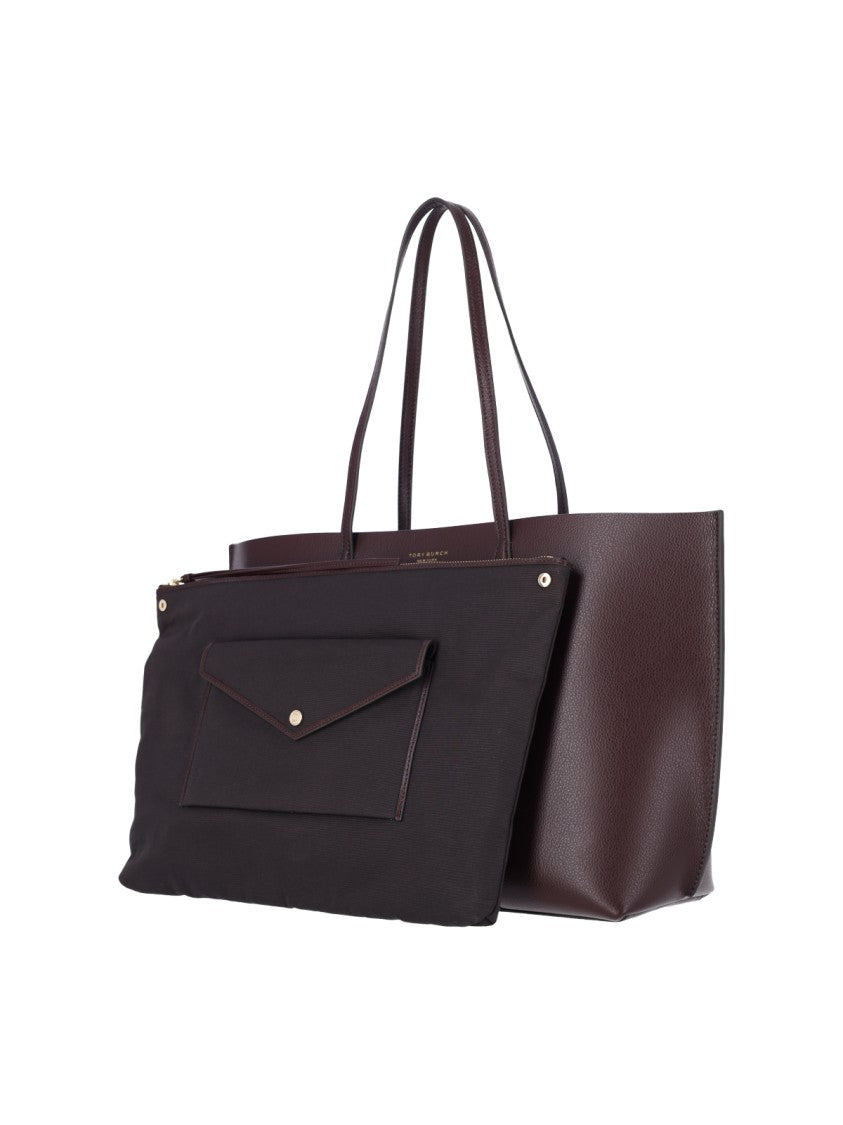 Tory Burch Burgundy Perry Embossed Logo Tote Bag