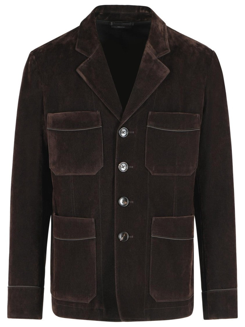 Tom Ford Blazer In Brown Cotton Blend