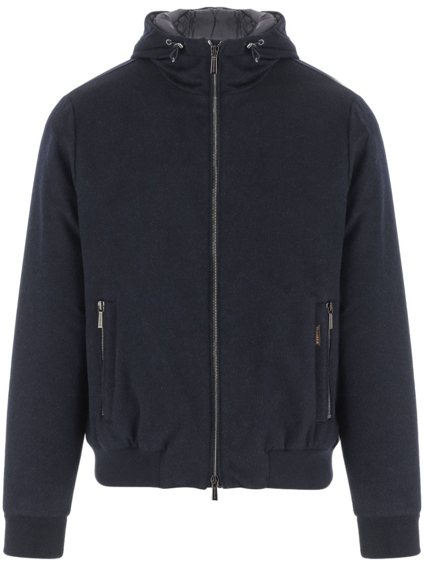 Moorer Boudin Quilted Navy Jacket With Goose Down Filling