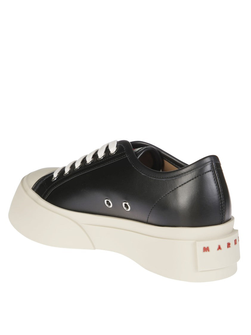 Marni Black Leather Sneakers With Rounded Toe