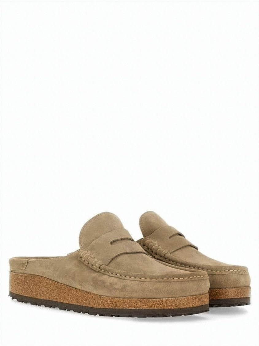Birkenstock Brown Suede Mule With Classic Moccasin Stitching