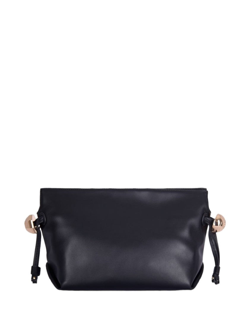 Liu Jo Black Gold-Tone Drawstring Bucket Bag