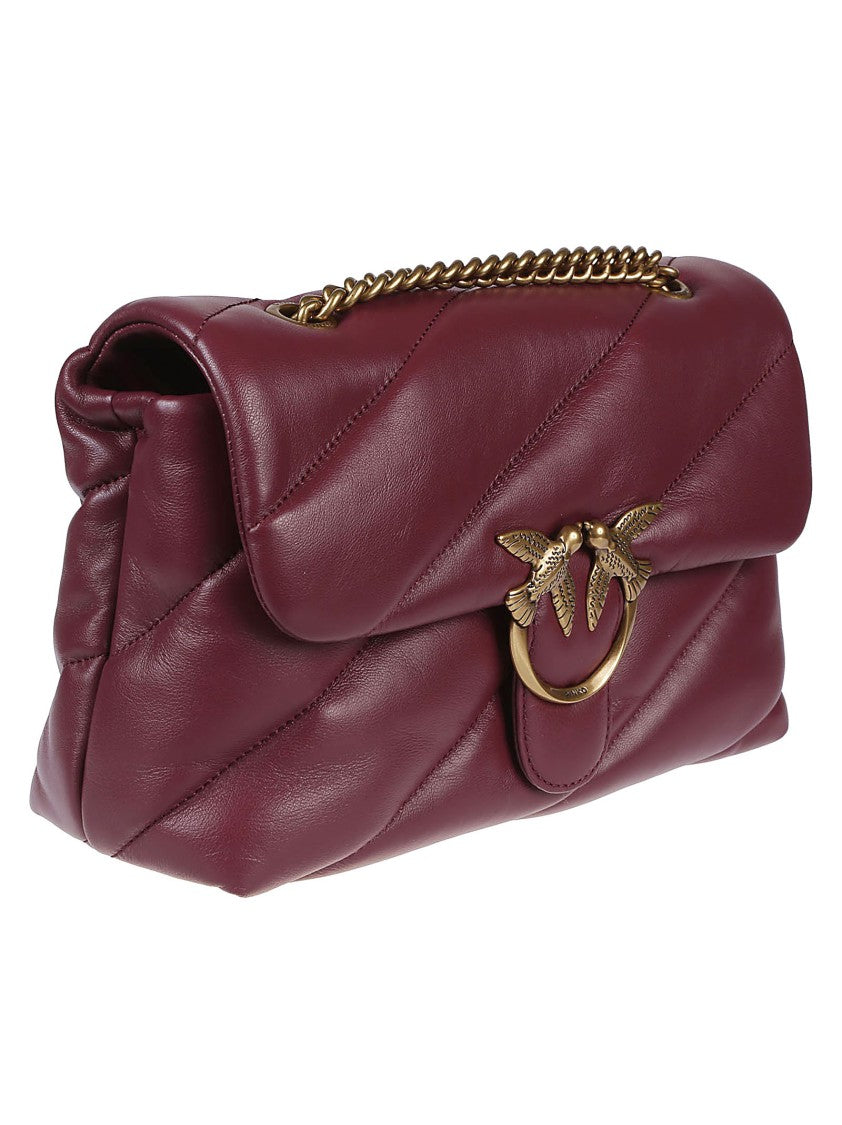 Pinko Burgundy Love Classic Puff Sheepskin Shoulder Bag