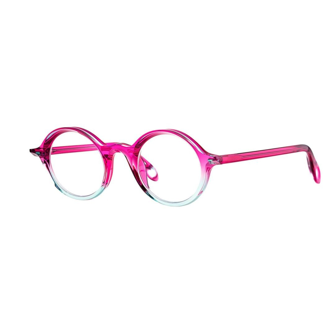 Theo Sunrise 012 Transparent Purple+Transparent Neon Green Gradient Round Frame Sunglasses In Purple