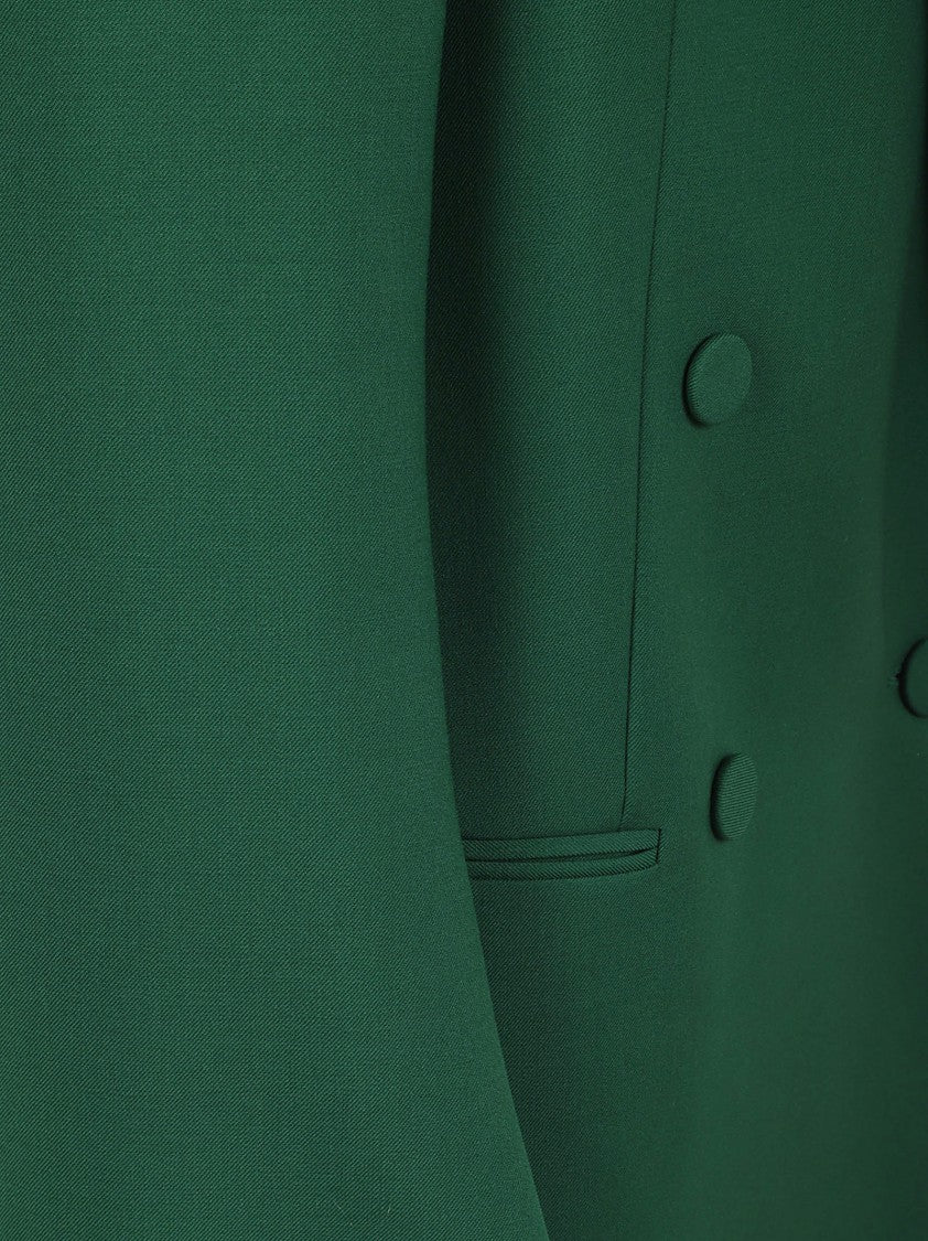 Dries Van Noten Tailored Green Wool Blazer With Double-Button Closure