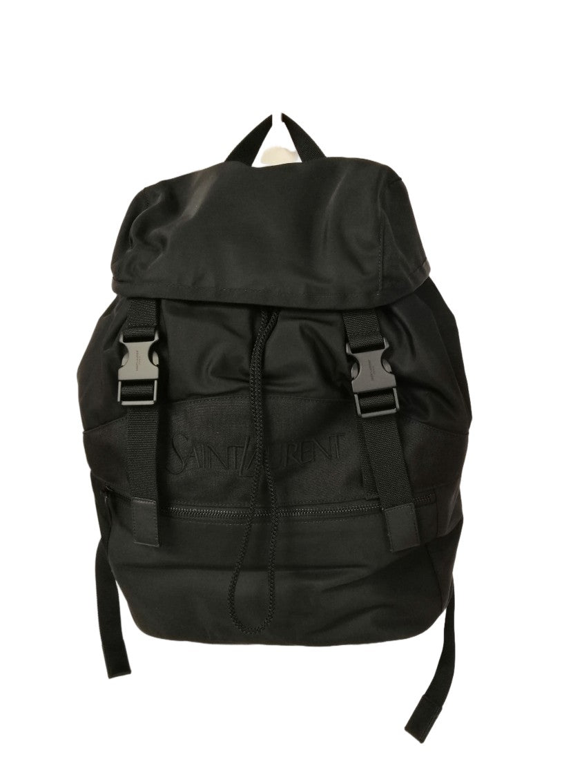 Saint Laurent Black Lamb Leather Backpack With Drawstring Closure