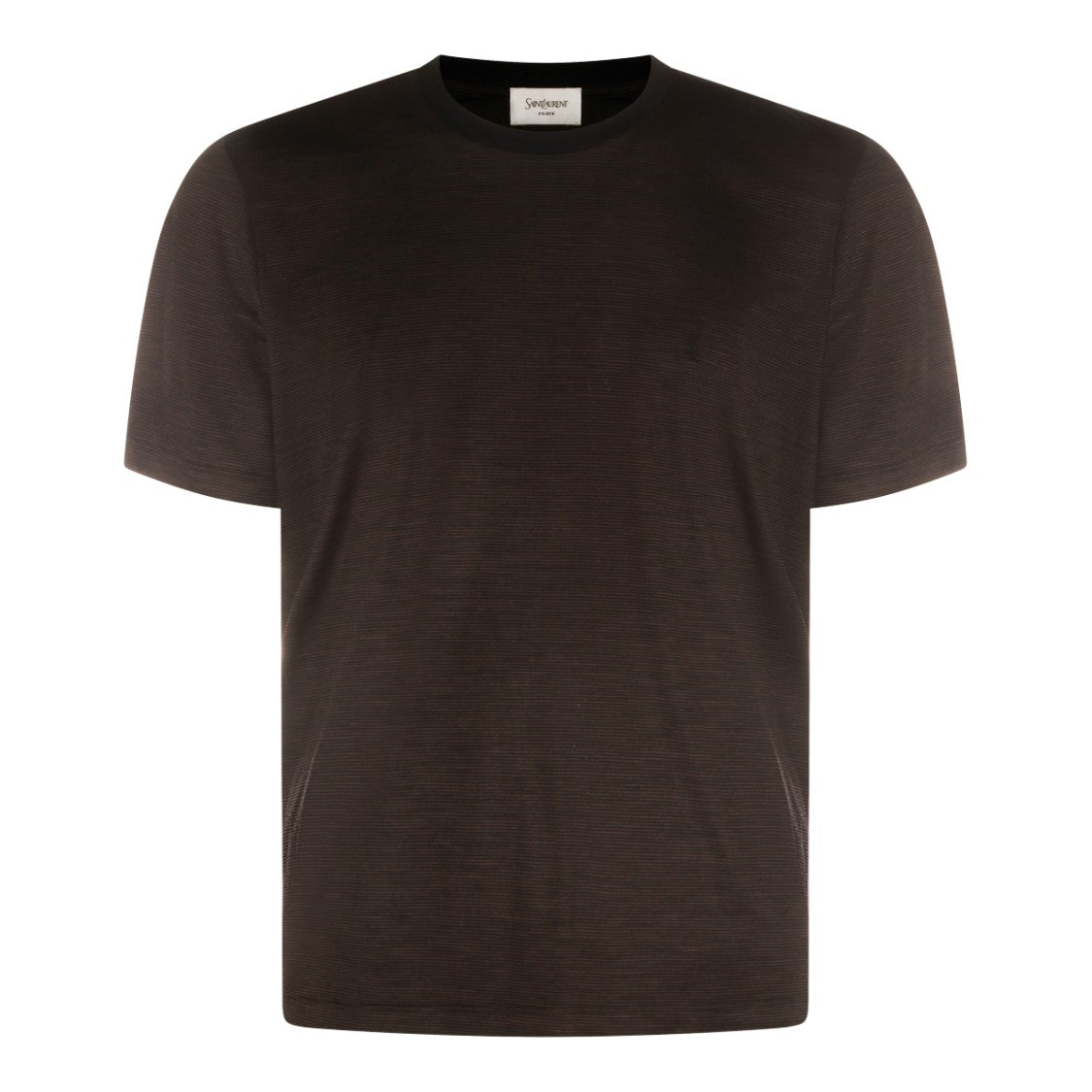Saint Laurent Short-Sleeve Crew Neck T-Shirt With Subtle Stripes And Tonal Logo