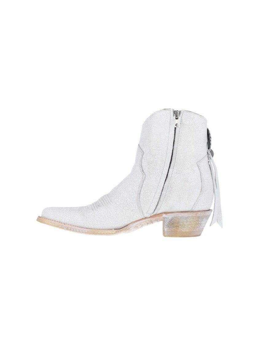 Comme Des Garçons White Pointed Toe Leather Boots