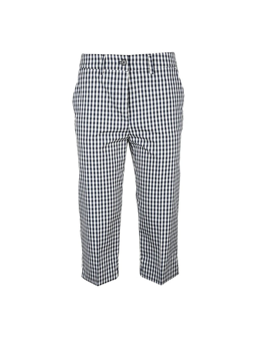 Liu Jo White/Blue Gingham Capri Length Bermuda Shorts