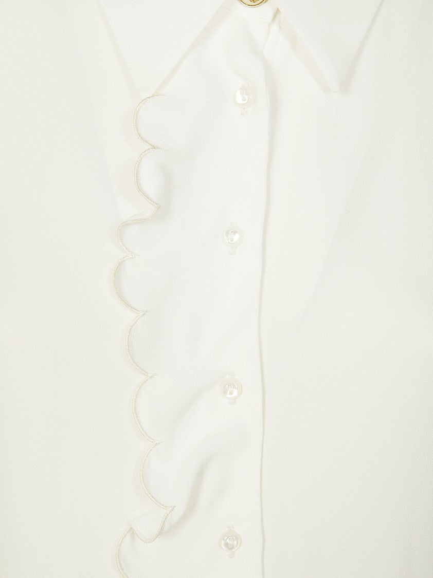 Elisabetta Franchi Classic Ruffle-Trimmed Silk Blouse