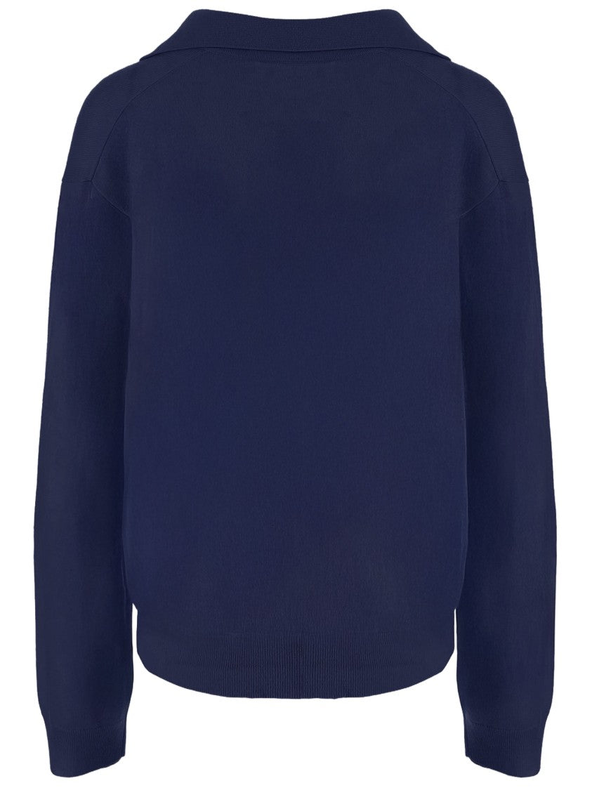 Arch4 Navy Cashmere Sweater With Polo Collar