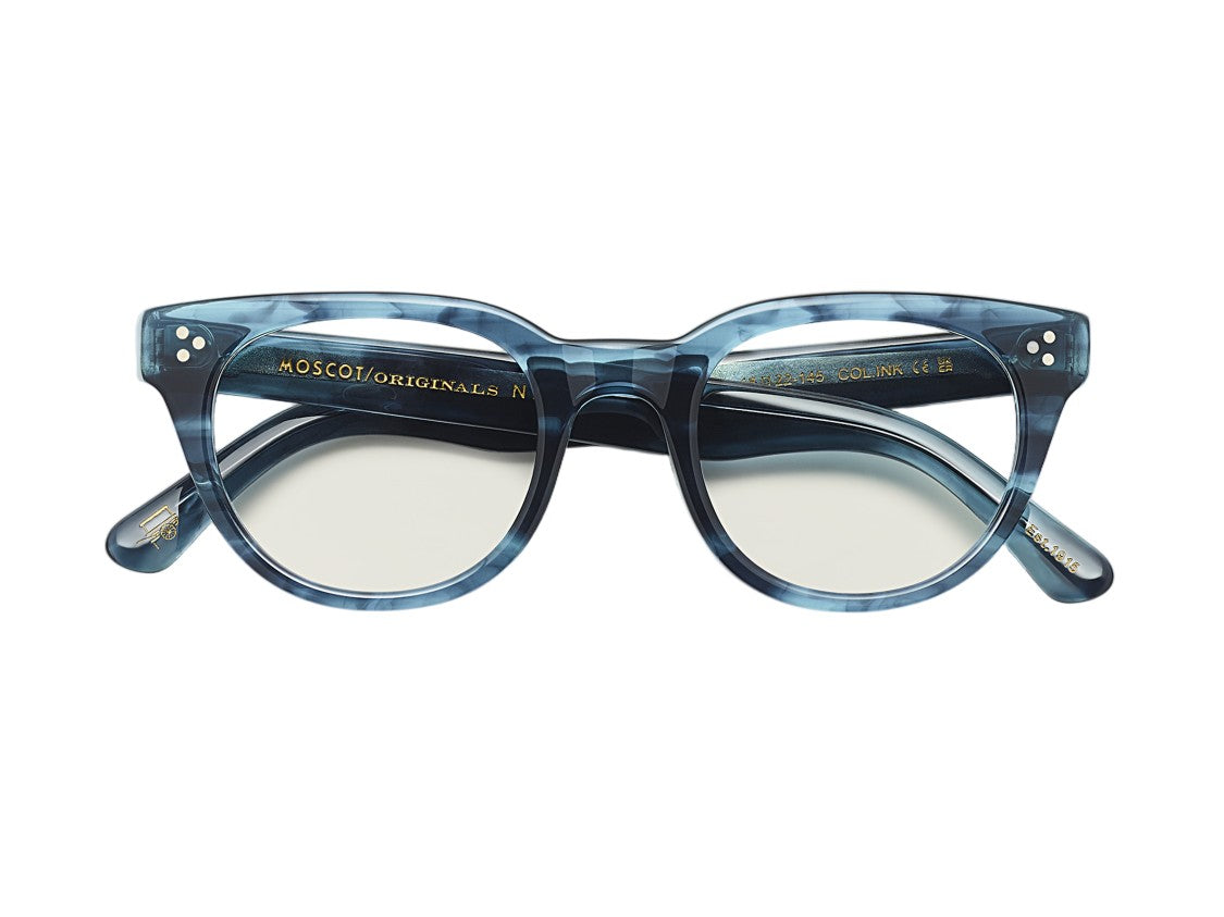 Moscot Blue Or-Vil3-O Marbled Acetate Eyeglasses
